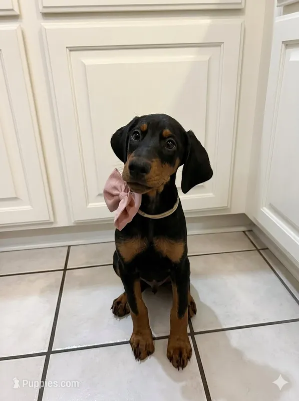   AKC Rose (pink collar) – Doberman Pinscher puppy for sale in Redfield, AR