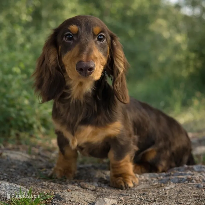 Chocolate and Tan long hair male – Miniature Dachshund puppy for sale in Lecanto, FL