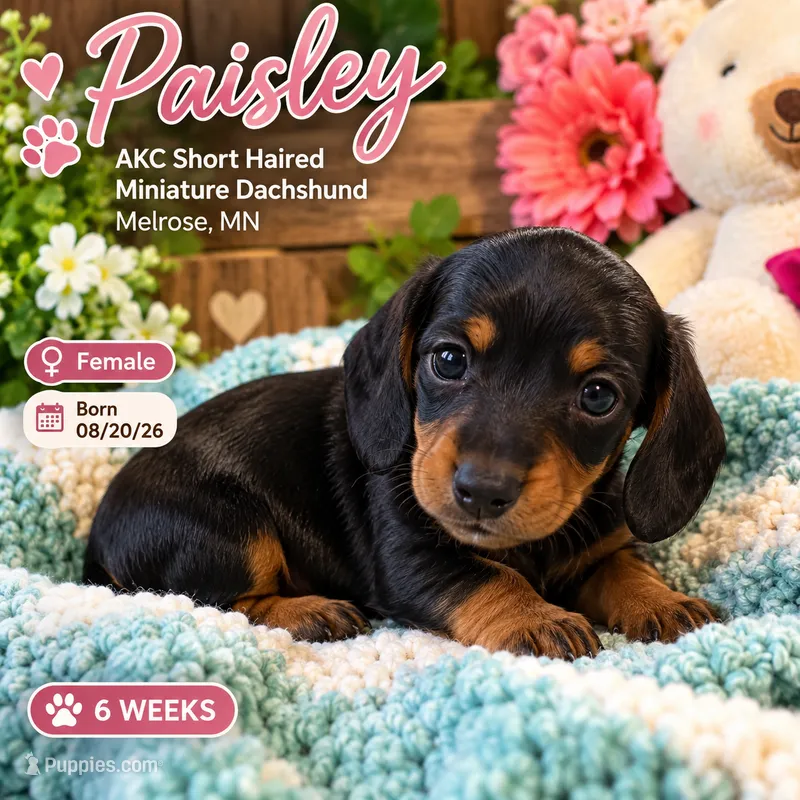 Paisley – Miniature Dachshund puppy for sale in Melrose, MN
