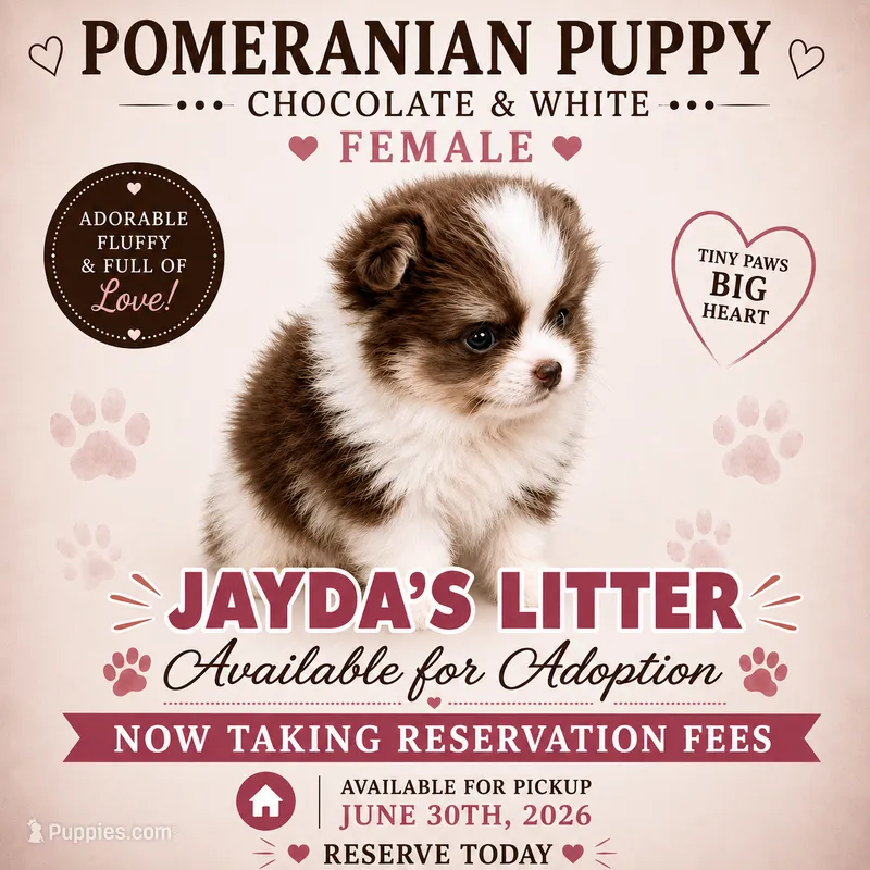 Chocolate and white – Pomeranian puppy for sale in Spartanburg, SC