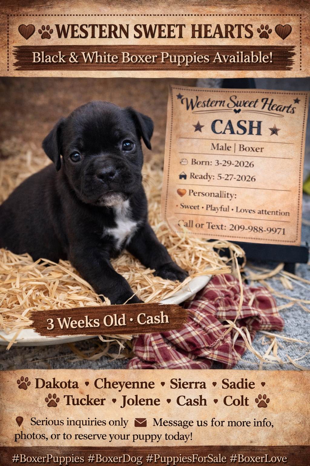Cash- AKC-Male – Boxer puppy for sale in Turlock, CA