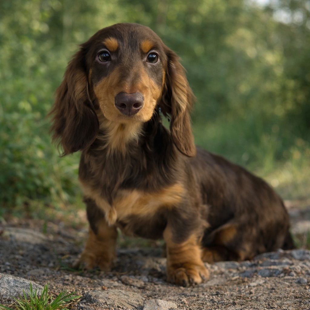 Chocolate and Tan long hair male – Miniature Dachshund puppy for sale in Lecanto, FL